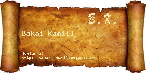 Bakai Kamill névjegykártya